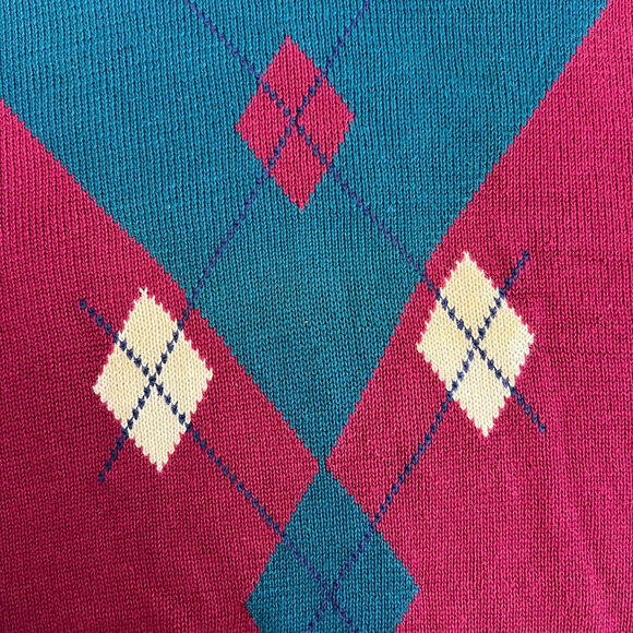 VTG Par Four Sweater Mens Medium Tall Colorful Argyle Crewneck Pullover Grandpa - Picture 2 of 10